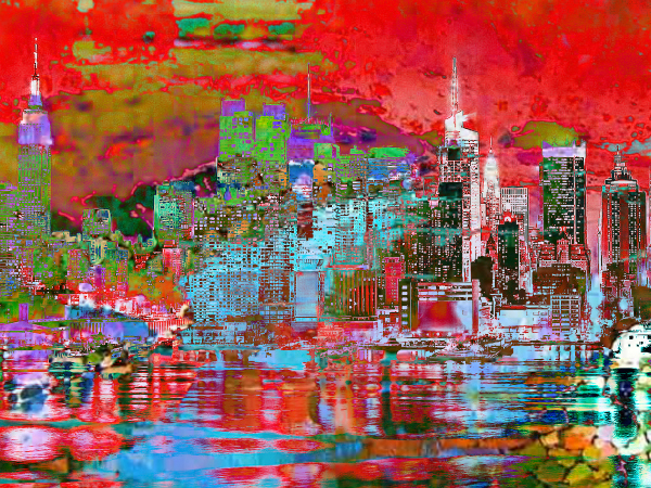 City Art Cityscape City Garden Red 