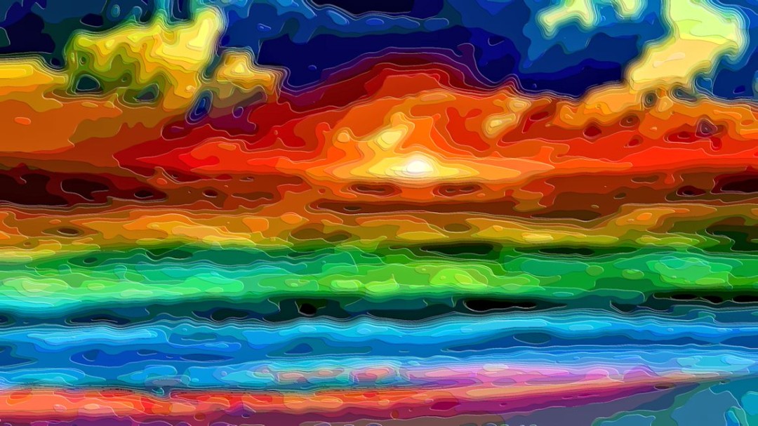 Layer Art Landscape Ocean Sunset