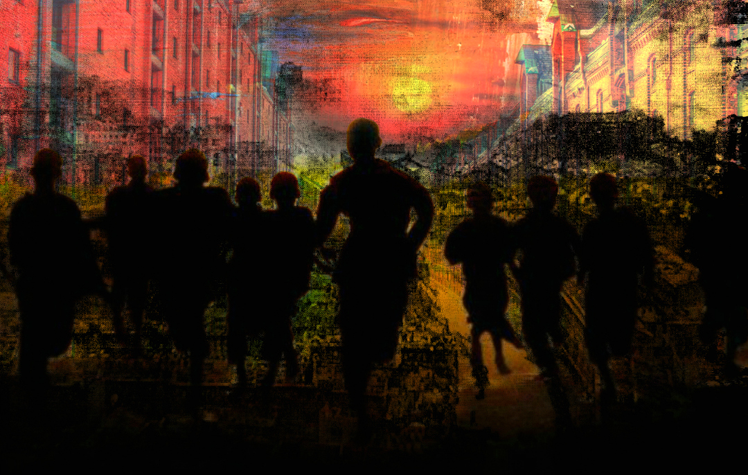 Turmoil City Sun Cityscape Art