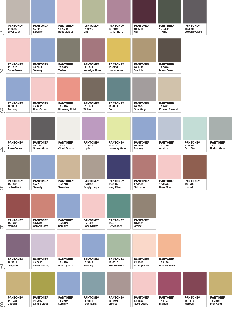 Pantone Colors of 2016